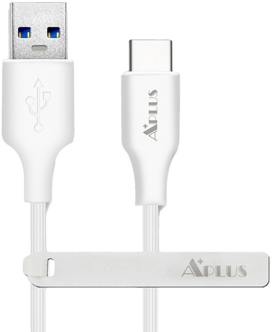 APLUS USB-A to Type-C 拉絲傳輸線 3.1A快速充電, 1m, 白色, 1個
