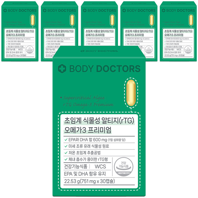 바디닥터스 초임계 식물성 알티지 오메가3 프리미엄, 30정, 6개