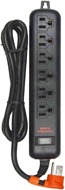 PowerSync 群加 3P 1開6插防雷擊延長用電源線組 TS6W0118 28.5 x 5.1 x 3.5cm 512g, 1.8m, 黑色, 1組