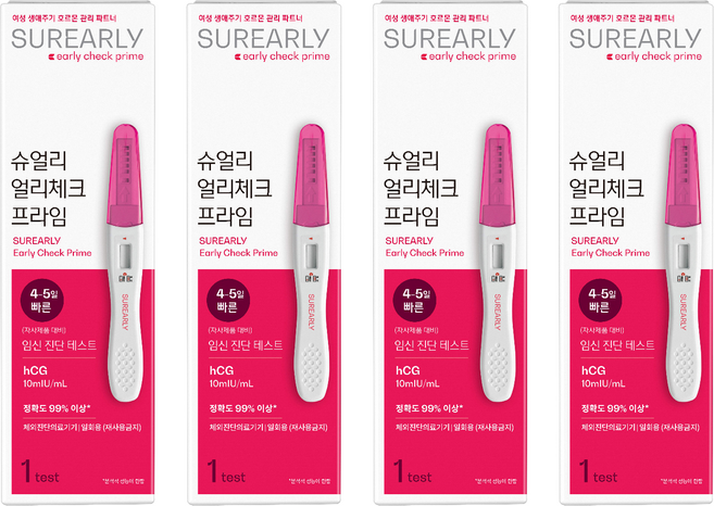 슈얼리 얼리체크 프라임 임신 진단 테스트기, 1개입, 4개