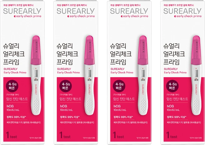슈얼리 얼리체크 프라임 임신 진단 테스트기, 1개입, 4개 - 쿠팡