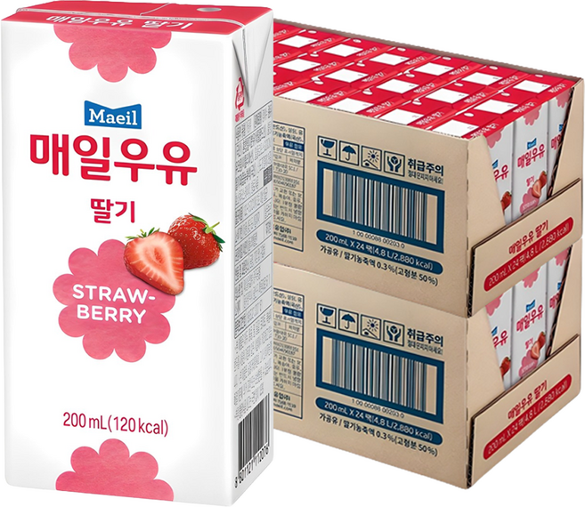 매일우유 멸균 딸기, 200ml, 48개