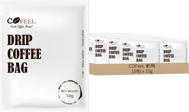 COFeeL 凱飛 鮮烘豆特調阿拉比卡濾掛咖啡/耳掛咖啡包, 10g, 10包, 1組