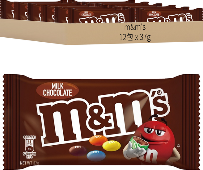 M&M'S 牛奶糖衣巧克力, 37g, 12包