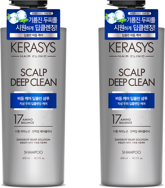 케라시스 두피 비듬케어 딥클린 쿨링 단백질 샴푸, 600ml, 2개