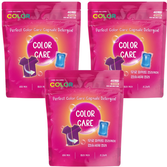 무로 퍼펙트 컬러케어 캡슐세제 컬러, 3개, 40개입