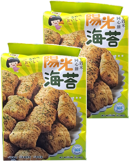 一口田 十榖米同心餅 陽光海苔, 150g, 2袋