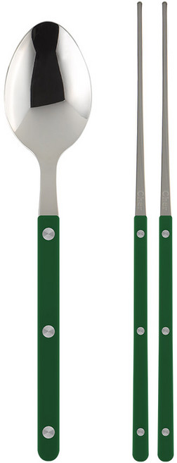 메종오브제 파르베 1인 수저 세트, 그린, 디너 스푼 + 젓가락, 1세트