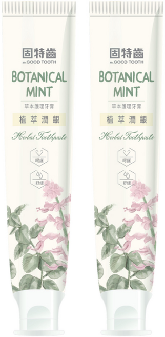 Mr.GOOD TOOTH 固特齒 植萃潤齦草本護理牙膏 左手香, 125g, 2條