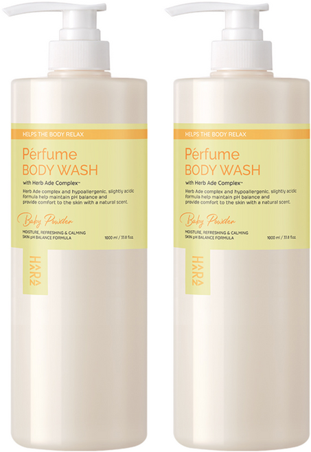 하라즈 퍼퓸 바디워시 베이비파우더향, 1L, 2개