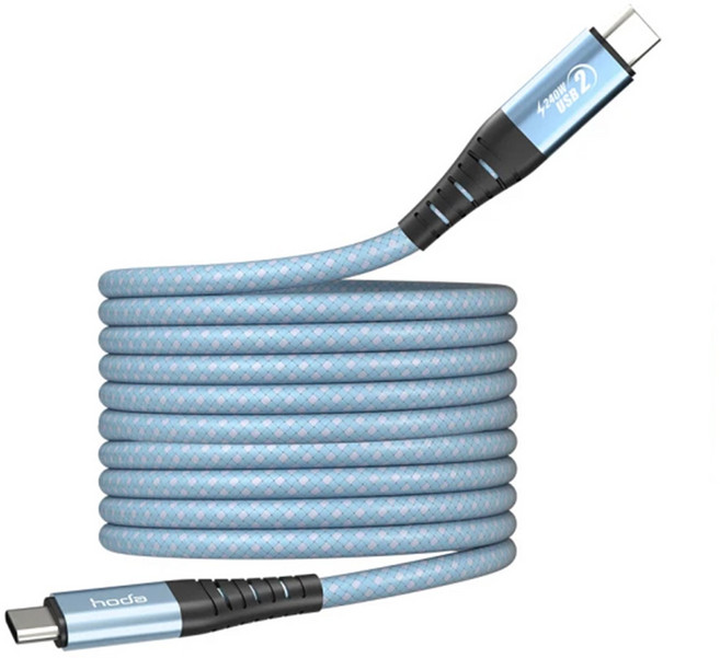 HODA 好貼 W3 USB-C to USB-C 磁吸收納編織快充線, 2m, 藍色, 1條