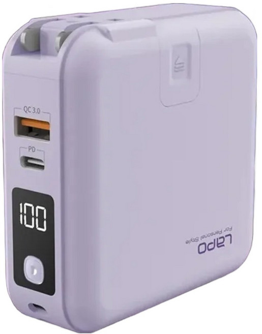 LaPO 多功能無線快充行動電源 Type-C + Lightning, WT-03CM, 海芋紫