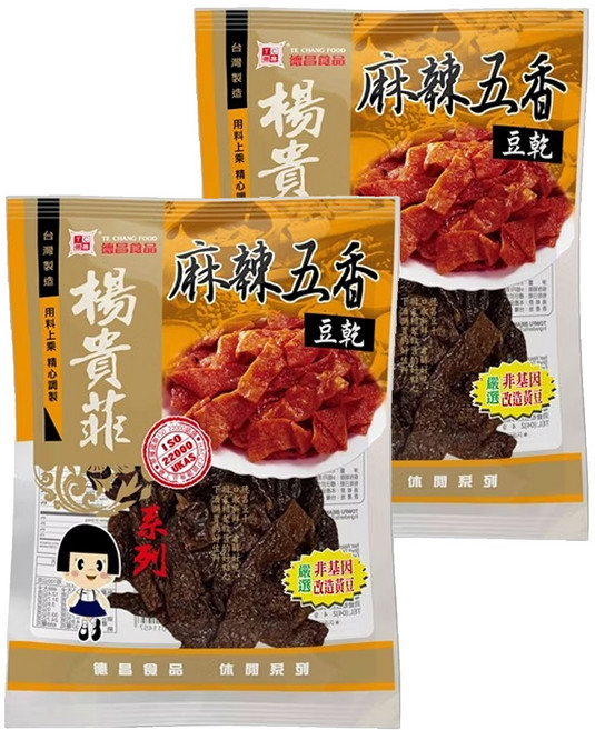 德昌 非基改豆乾 麻辣五香, 100g, 2包