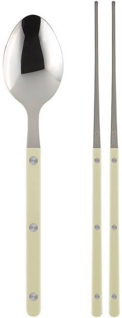 메종오브제 파르베 1인 수저 세트, 라이트카키, 디너 스푼 + 젓가락, 1세트