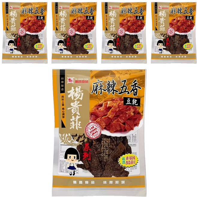 德昌 非基改豆乾 麻辣五香, 100g, 5包