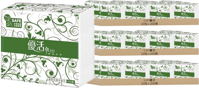LIVI 優活 抽取式擦手紙, 1入, 60包