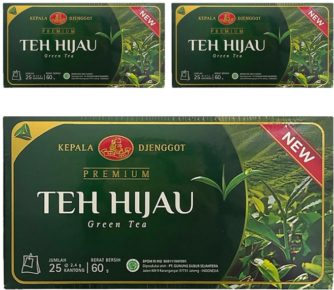KEPALA DJENGGOT TEH HIJAU 綠茶包, 2.4g, 25包, 3盒