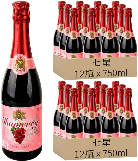 七星 紅葡萄氣泡飲料, 750ml, 24瓶