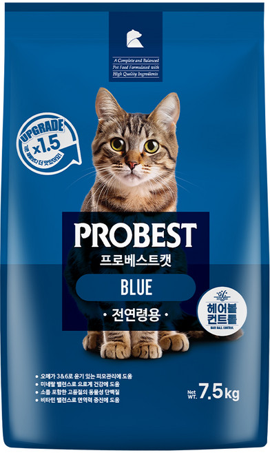 프로베스트 고양이 블루 기능성 사료, 헤어볼, 7.5kg, 1개