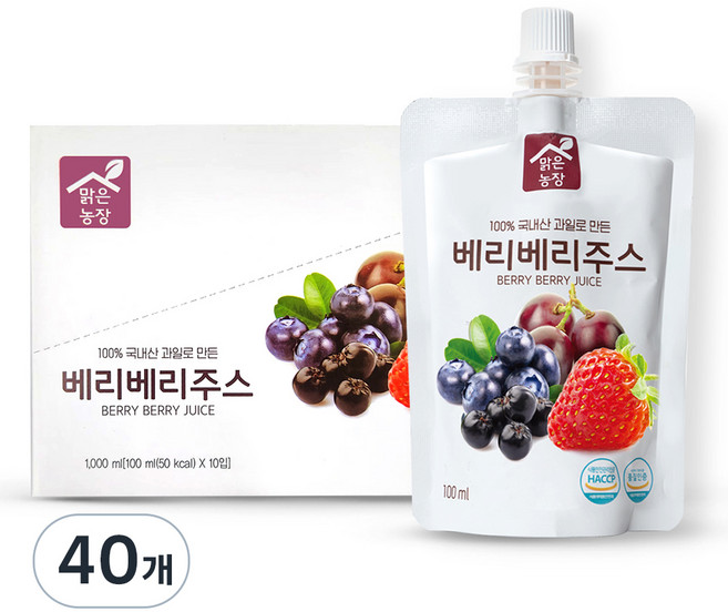 맑은농장 베리베리주스, 100ml, 40개