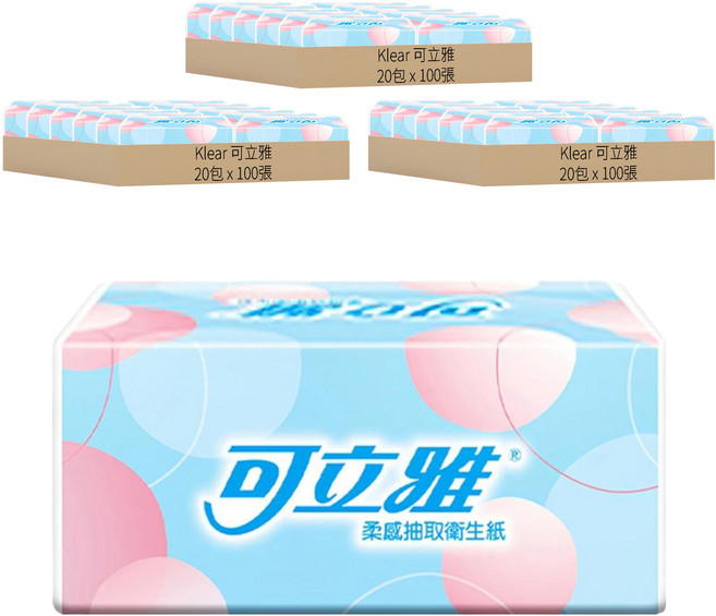 Klear 可立雅 柔感抽取衛生紙, 1入, 60包
