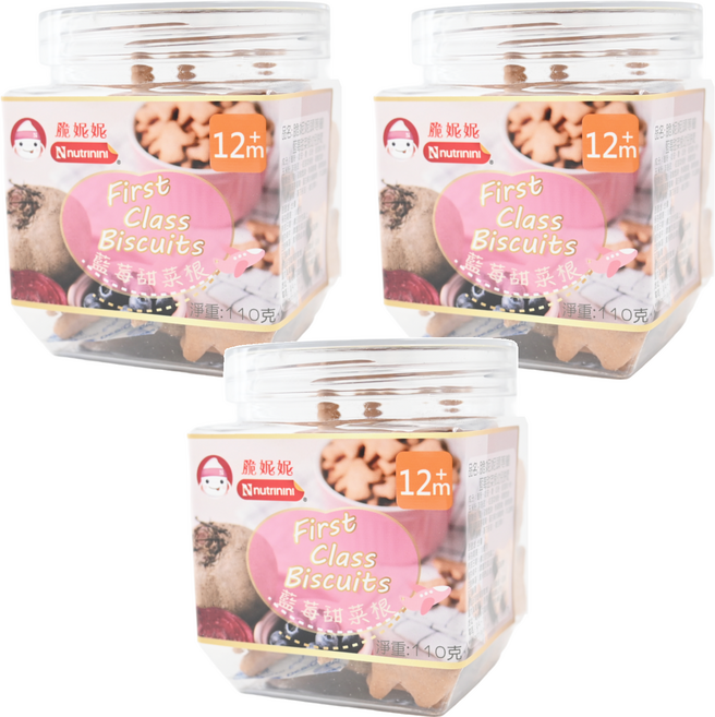 Nnutrinini 脆妮妮 頭等艙飛機餅 1歲以上, 藍莓甜菜根, 110g, 3罐