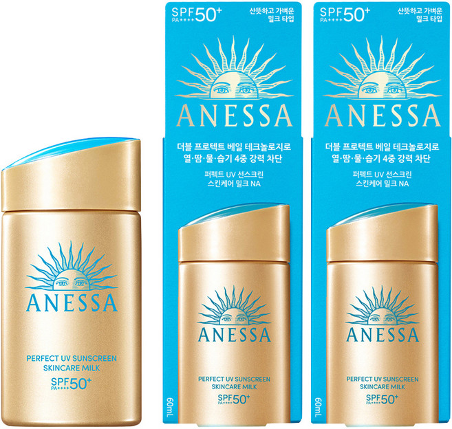아넷사 퍼펙트 UV 선스크린 스킨케어 밀크 NA SPF50+ PA++++, 60ml, 2개