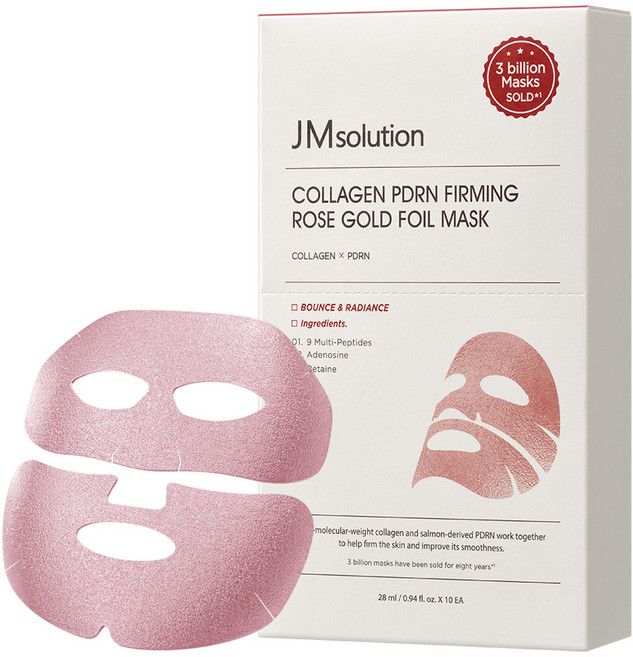 제이엠솔루션 콜라겐 PDRN 탄력퍼밍 로즈골드 호일 마스크팩, 1개, 10개입