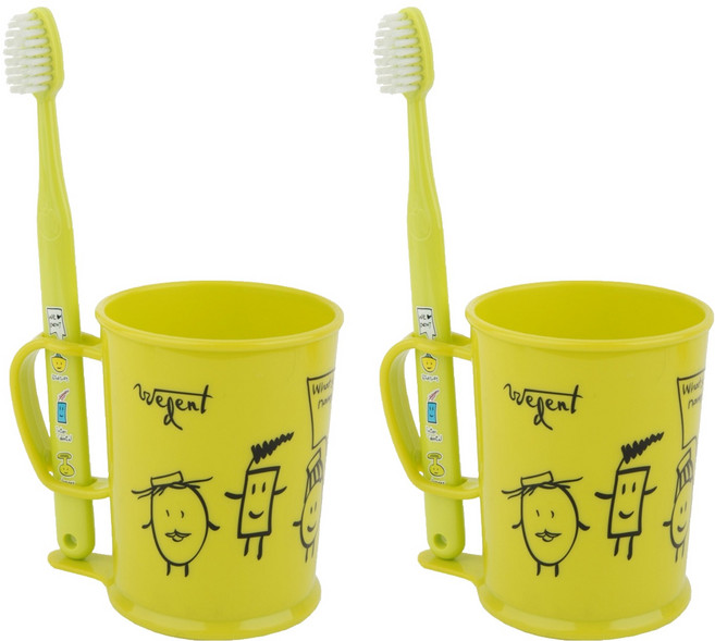 위덴 어린이 주니어 양치컵 세트 라임 3~5세용, 2세트