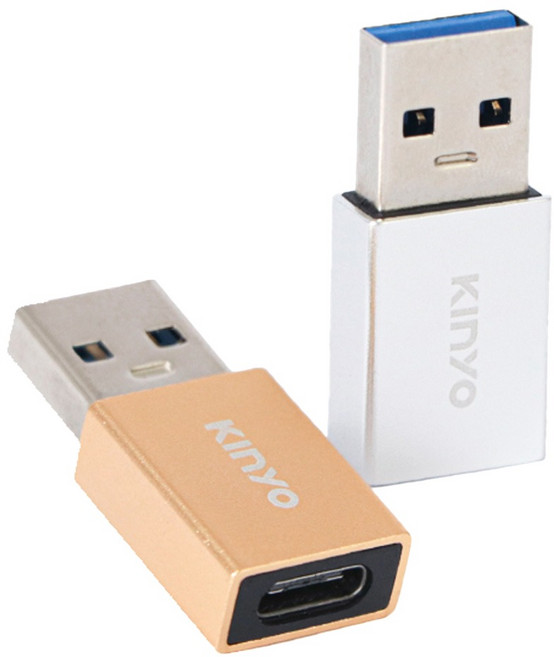 Kinyo USB 3.0公轉Type-C母轉接頭 雙入組, 32mm, 白色 + 金色, 1組