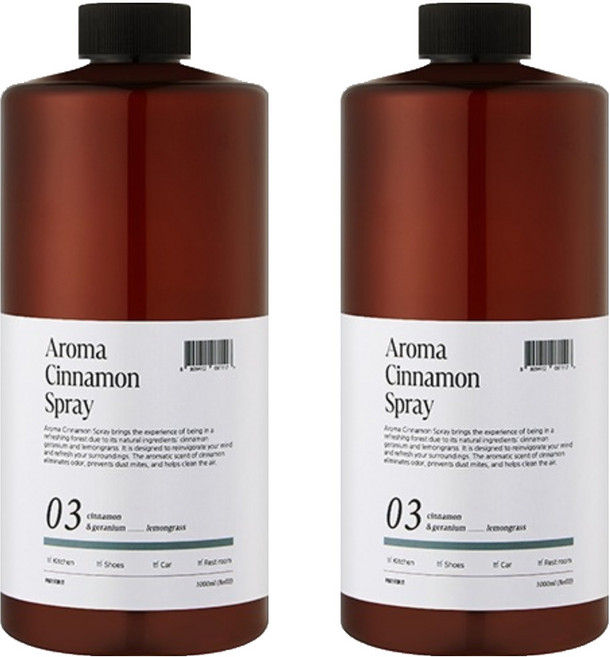 프레이포잇 아로마 시나몬 스프레이 탈취제 리필, 1000ml, 2세트