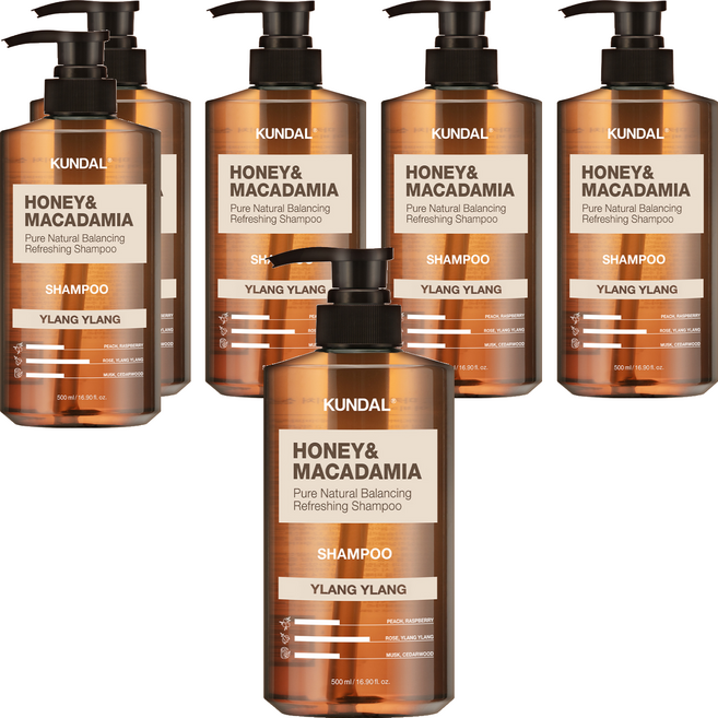 쿤달 허니 앤드 마카다미아 네이처 샴푸 일랑일랑향, 500ml, 6개