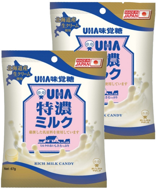 UHA 味覺糖 特濃牛奶糖 67g 北海道牛奶製成, 2袋