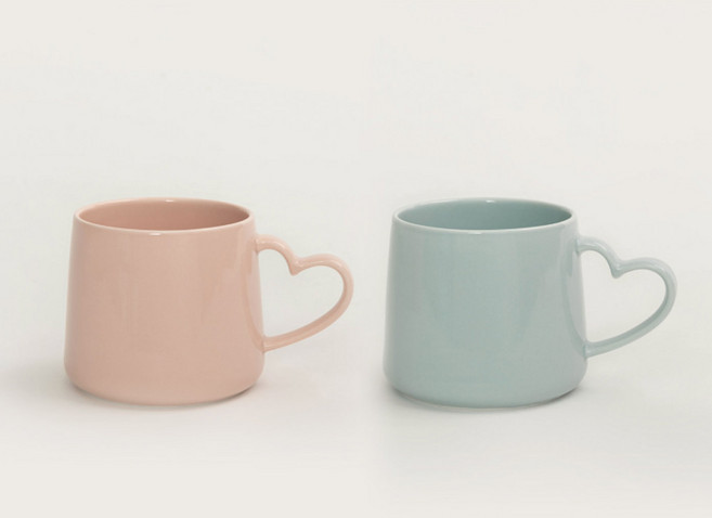 쓰임 하트 시그널 머그 2종 세트, 키싱로즈 + 허그블루, 1세트