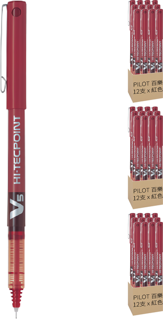 PILOT 百樂 鋼珠筆0.5mm BX-V5, 紅色, 36支
