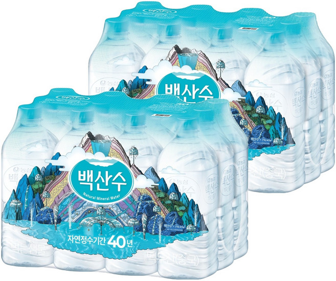 백산수 생수 무라벨, 1L, 24개