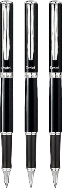 Pentel 飛龍文具 高級金屬鋼珠筆 K611A-AT, 黑軸, 3支