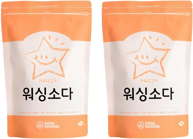 소다스쿨 워싱소다 세탁세제, 1kg, 2개