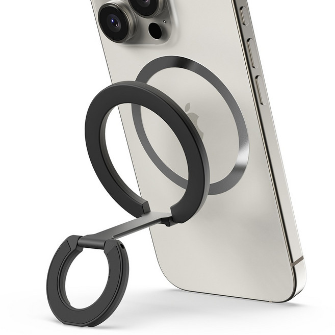 신지모루 3in1 맥세이프 M 듀얼링고 스탠드 휴대폰 거치대, 블랙, 1개