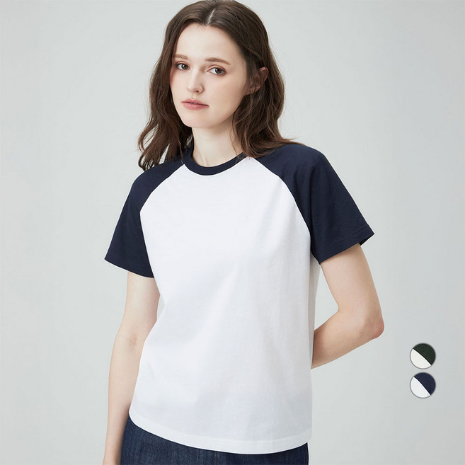 ELLEPARIS 여성용 통기성 레귤러핏 라글란 반팔 티셔츠