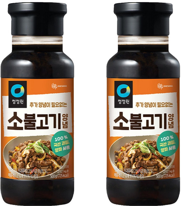 청정원 명가 소불고기 양념, 500g, 2개