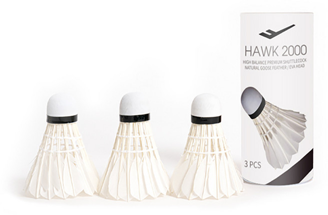 프로스펙스 깃털 셔틀콕 HAWK 2000, 화이트, 3개입, 1개