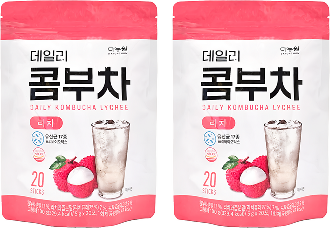 Danongwon 乳酸菌康普茶 荔枝, 5g, 20條, 2袋