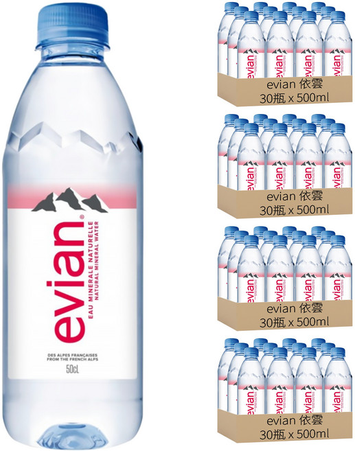 evian 依雲 台灣公司貨 天然礦泉水, 500ml, 120瓶