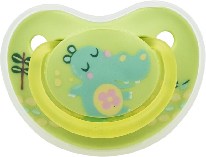 pigeon 貝親 繽紛系列 安撫奶嘴, M(3~6個月), 可愛河馬 綠色, 1個