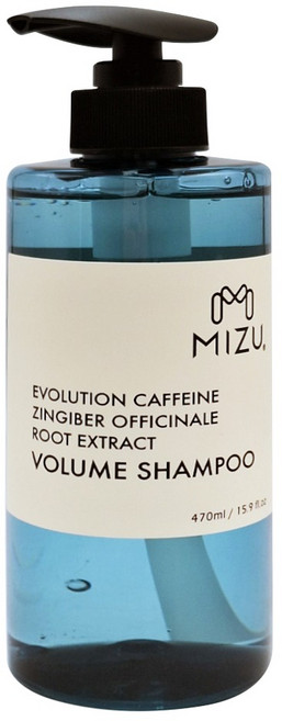 MIZU 咖啡因豐盈健髮洗髮精 470ml 咖啡因活性成分喚醒頭皮活力 有機薑根萃取液滋養髮根 水解小麥蛋白修護毛鱗片, 1瓶