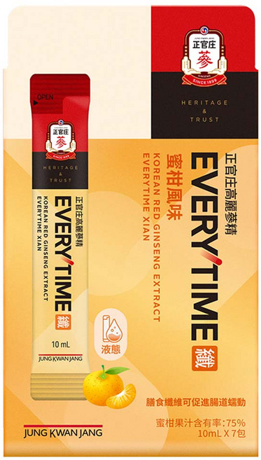 正官庄 Everytime 高麗蔘精EVERYTIME纖 10ml, 7條, 1盒