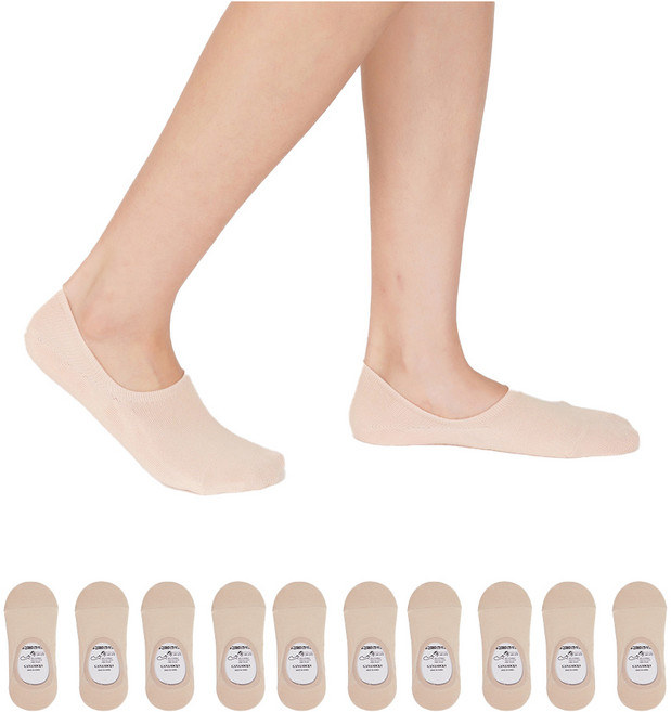 가나양말 여성용 두겹 무지 페이크삭스 덧신 10켤레