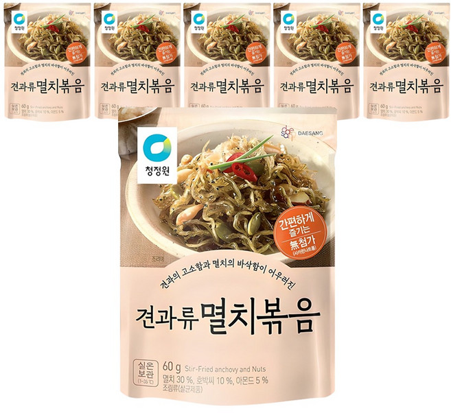 청정원 견과류 멸치볶음, 60g, 6개