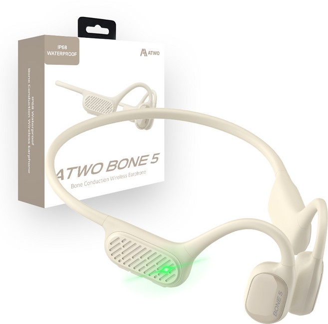 에이투 골전도 오픈형 무선 블루투스 이어폰, ATWO BONE 5, 베이지